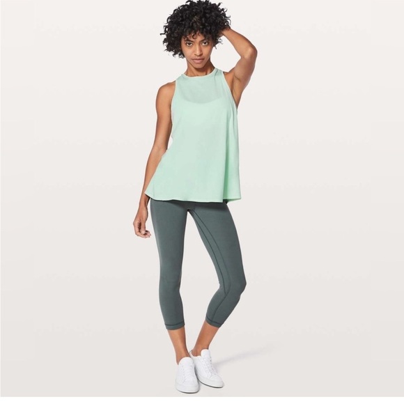 Lululemon All Tied Up Tank Top Mint Green Pima Cotton Yoga Shirt - Picture 2 of 12